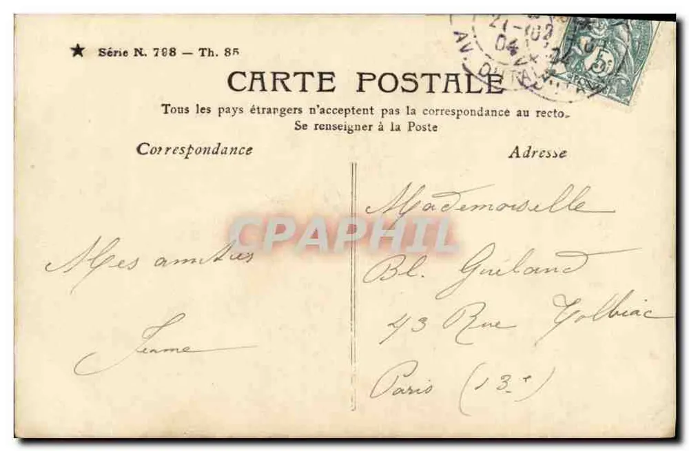 Frau in Theaterkleid — Verlag Stebbing Paris — Serie N. 708 - Rückseite