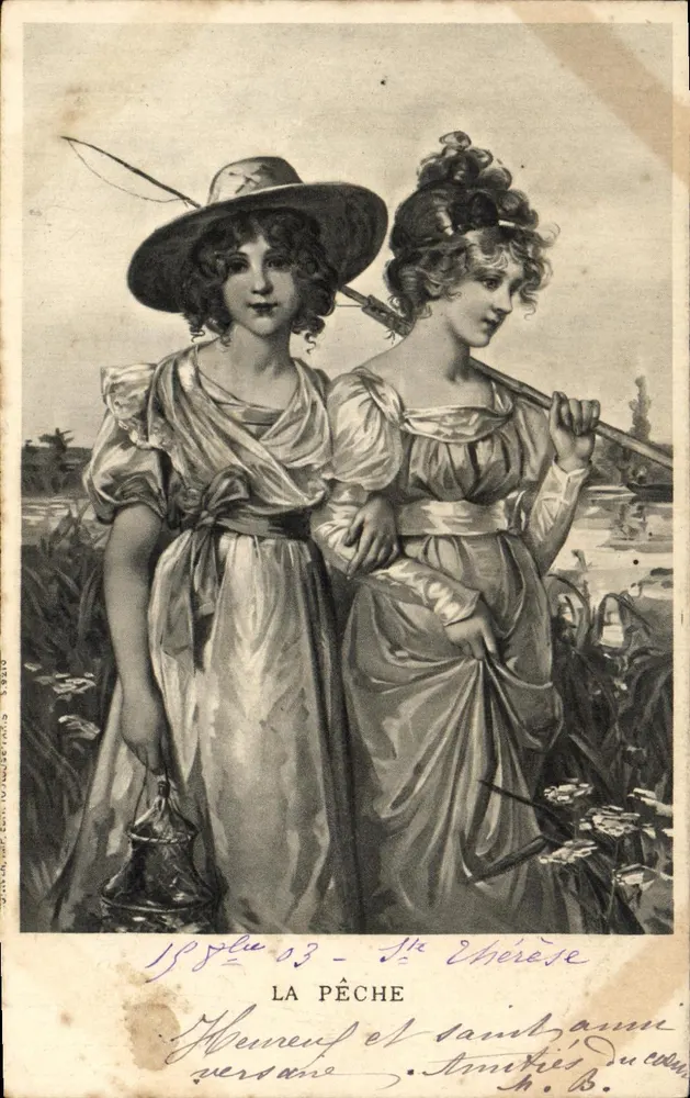Zwei junge Frauen — Das Angeln — H. B. - Vorderseite