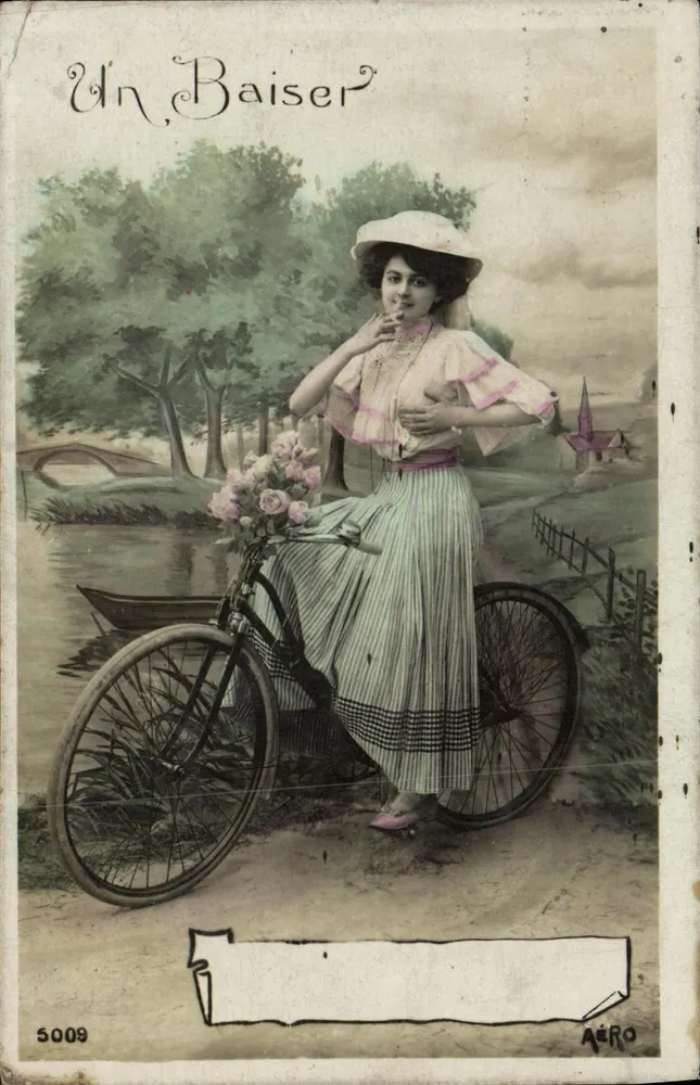 Ein Kuss — Szene einer jungen Frau auf dem Fahrrad — AÉRO n°5009 - Vorderseite