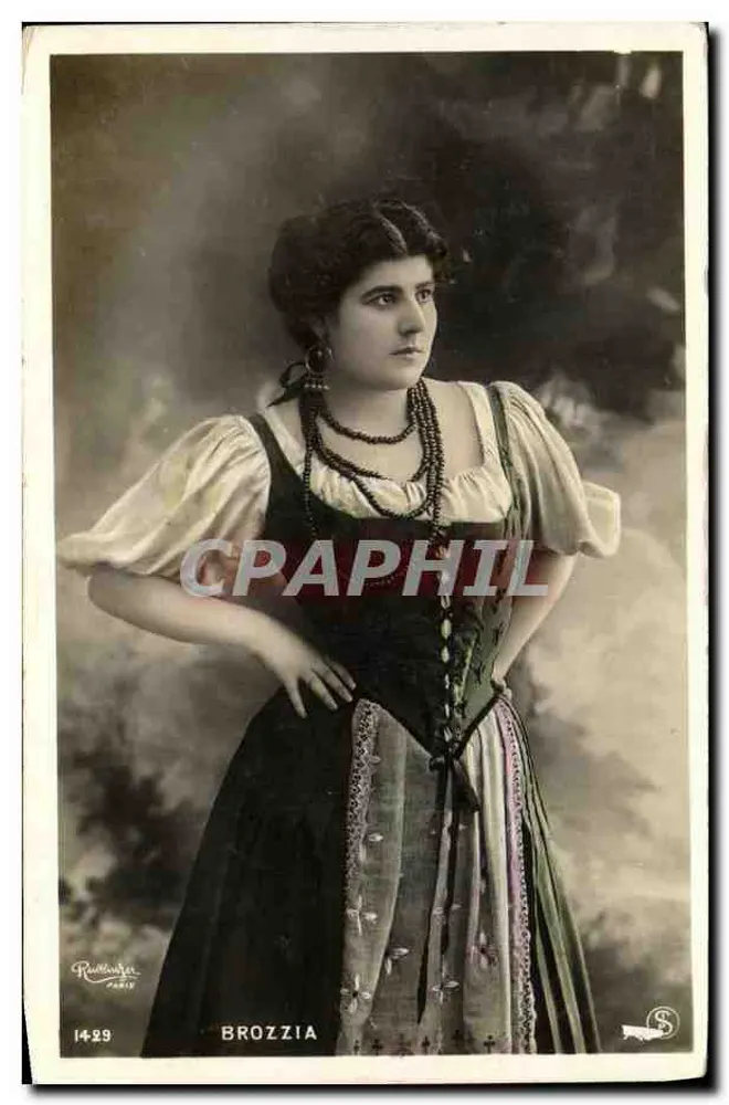 Brozzia — Portrait einer Frau im traditionellen Kleid — Raoult & Cie, Paris, n° 1429 - Vorderseite