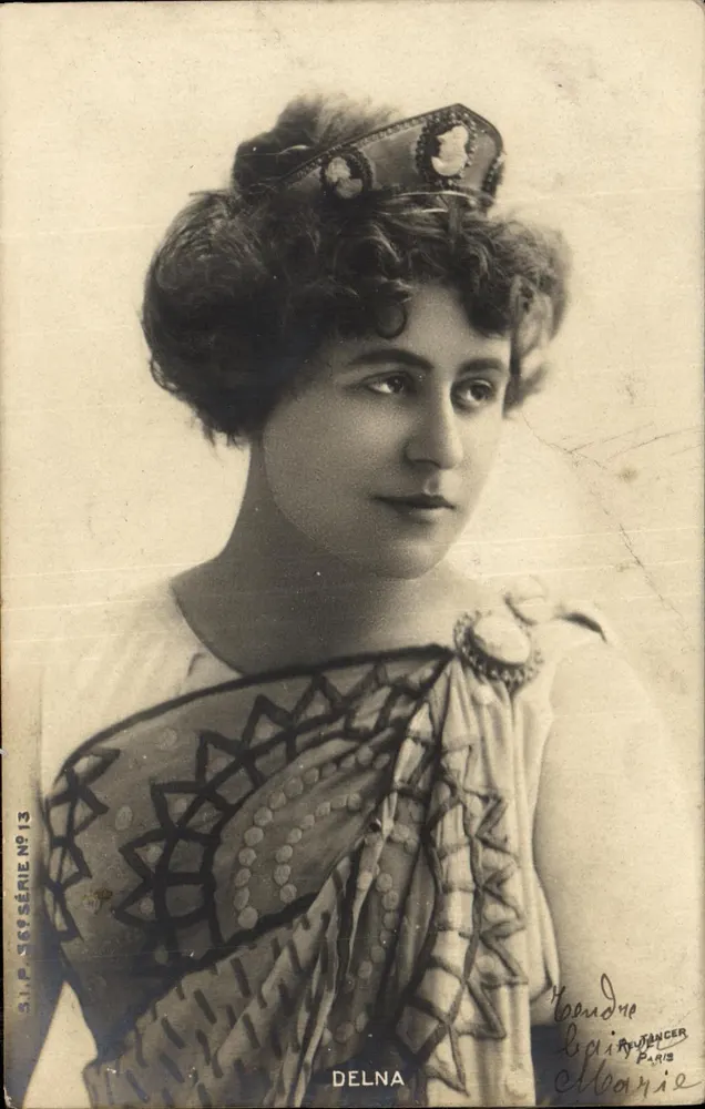 Delna — Portrait einer Schauspielerin im orientalischen Kostüm — von H. Tancer, Paris, Serie Nr. 13 - Vorderseite
