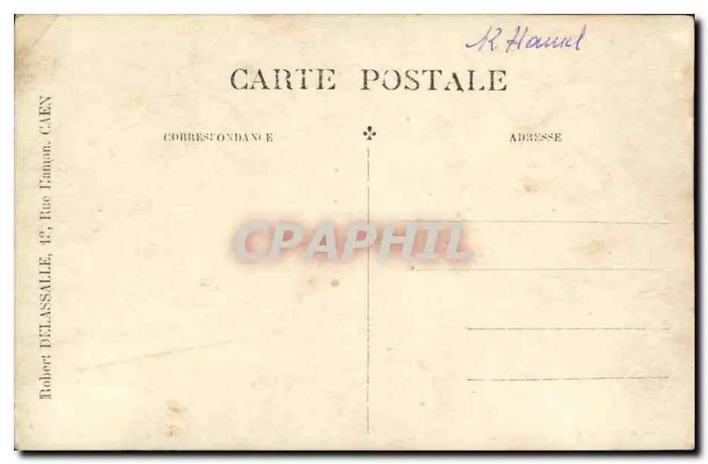 Caballos en uniforme militar — procesión o desfile — editor Robert Delassalle, Caen, n° N - Reverso