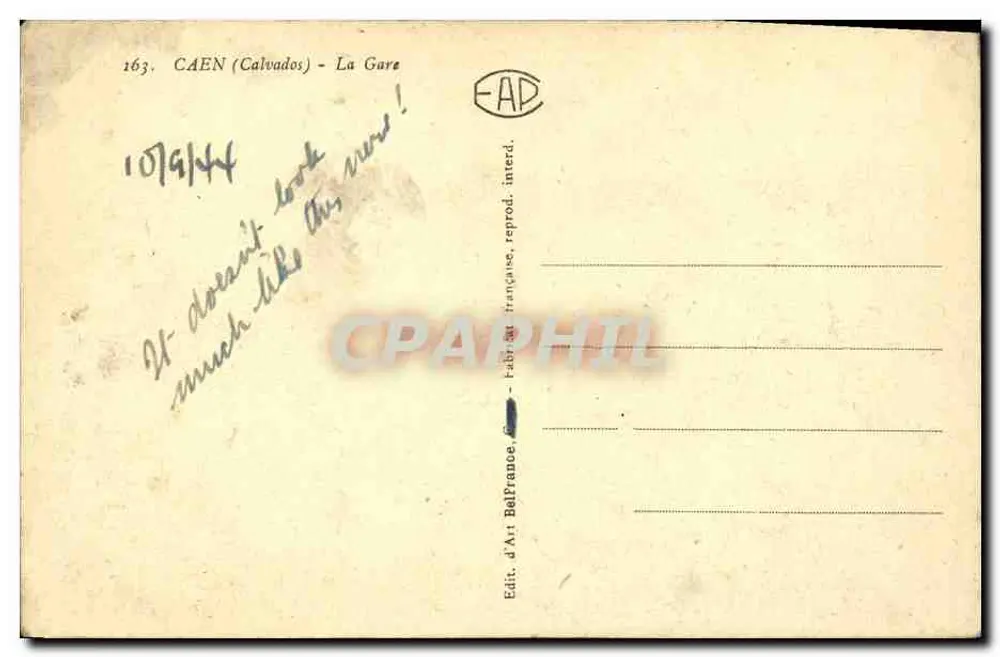 Caen (Calvados) — Gare — Éditeur E-AC - Verso