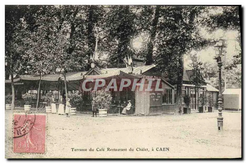 Terrace do Café Restaurant do Châlet — Caen — editor L. Laroze, n° 129 - Frente