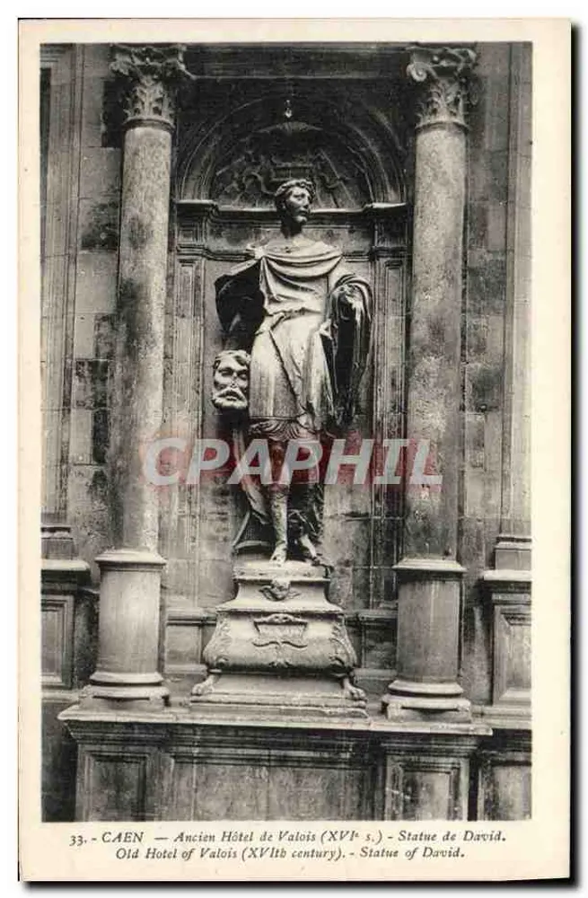 CAEN — Alter Hotel de Valois (16. Jahrhundert) — Statue des David - Vorderseite