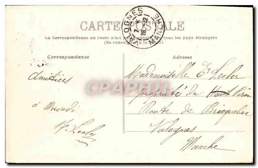 CAEN - Das Rathaus und der Place de la République — unbekannter Verleger, Nr. 185 - Rückseite