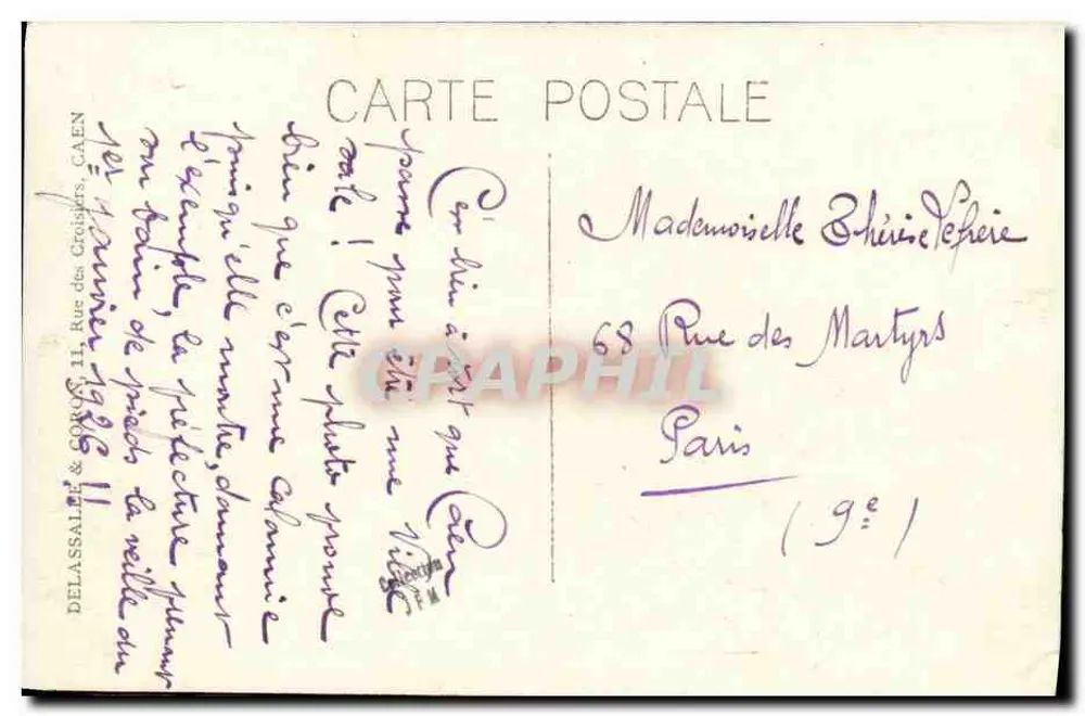 Inundação no castelo de Vincennes — 31 de Dezembro de 1925 - 1º de Janeiro de 1926 — Delassalle & Goyon, Gaen, n°10 - Verso