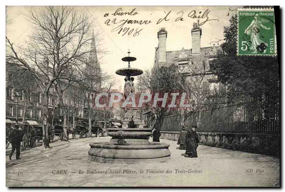 Caen — Der Boulevard Saint-Pierre, die Fontaine des Trois-Grâces — ND Phôt - Vorderseite