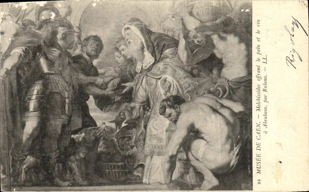 Museum von Caen — Melchizedek bietet Brot und Wein Abraham, von Rubens — Ausgabe Rigolay - Vorderseite