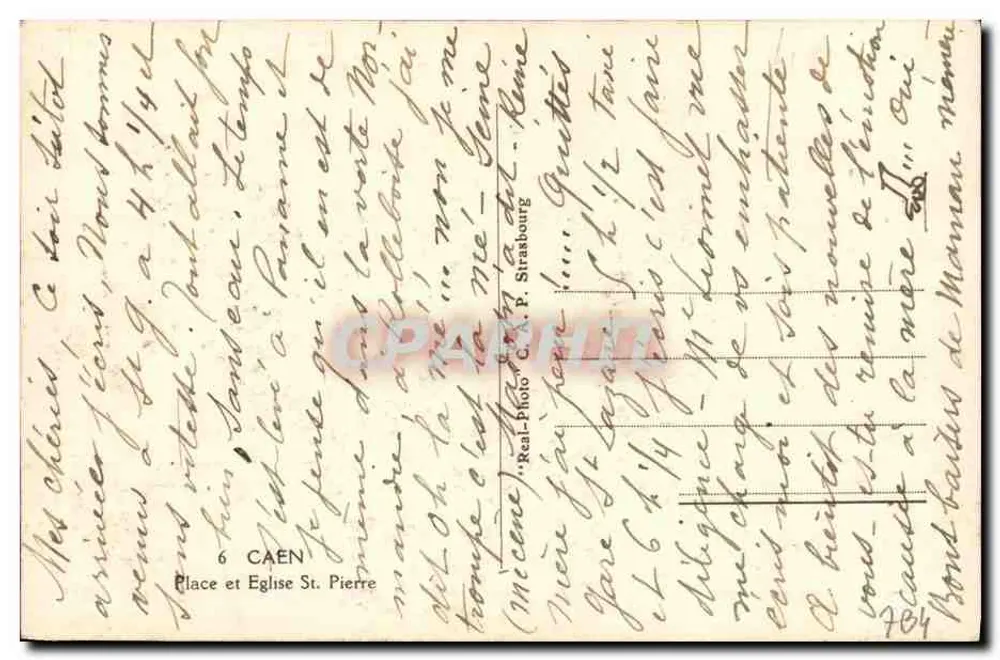 Plaats en Kerk van Sint-Pieter — Caen — Real-Photo - Achterkant