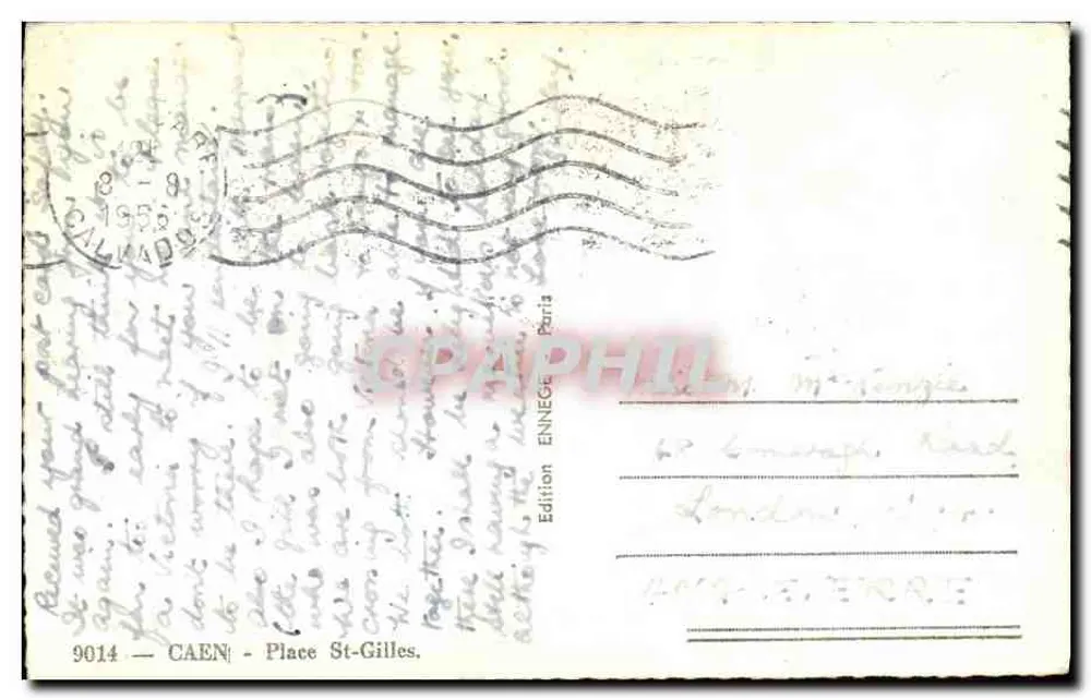 Caen — Praça St-Gilles — Edição Ennege Paris n°9014 - Verso