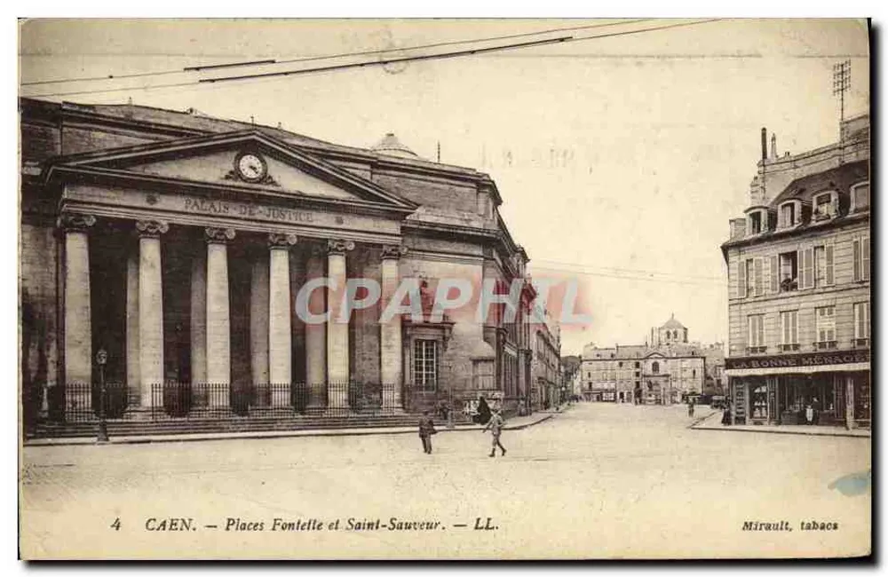 Caen — Palast der Gerechtigkeit — Plätze Fontelle und Saint-Sauveur — Mirault, Tabakwaren - Vorderseite