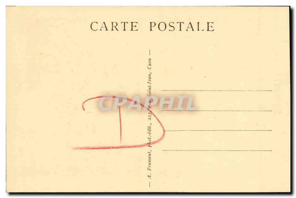 CAEN — Place du Théâtre — A. Froment, phot.-édit., 123, rue Saint-Jean, Caen - Verso