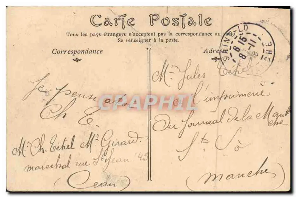 CAEN — Place Gambetta und Rue Auber — N. P. Phot. 194 - Rückseite