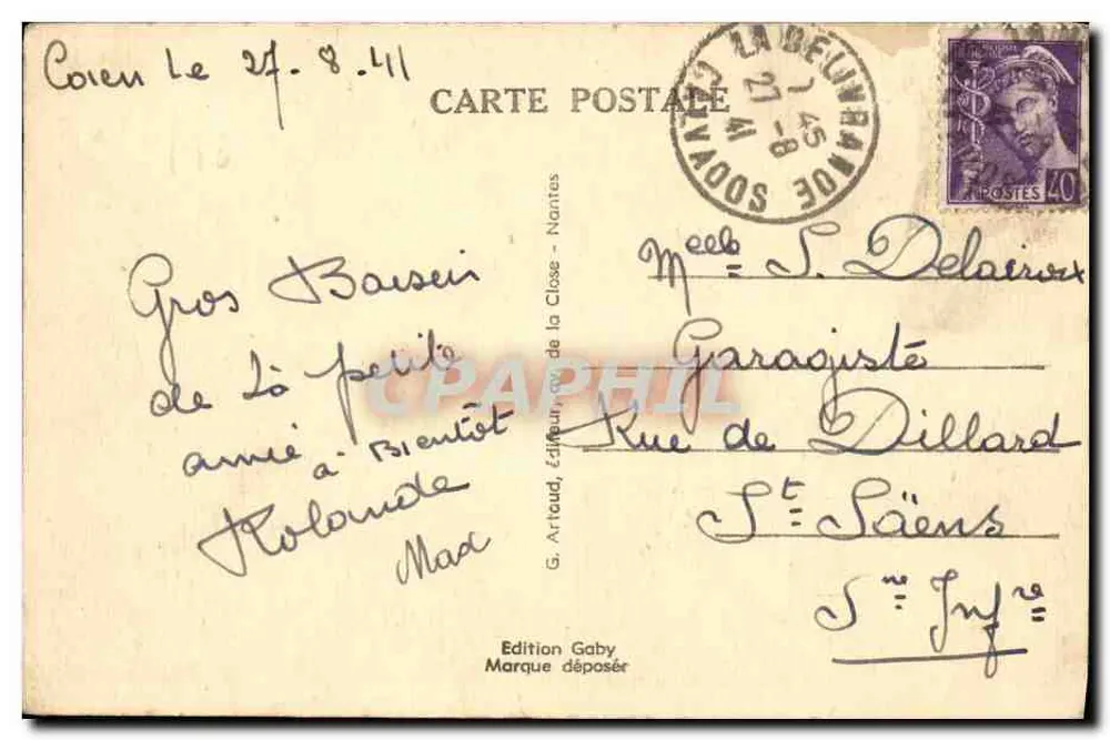 CAEN (Calvados) — A Ponte sobre a Orne — L. W. 2200 - Verso