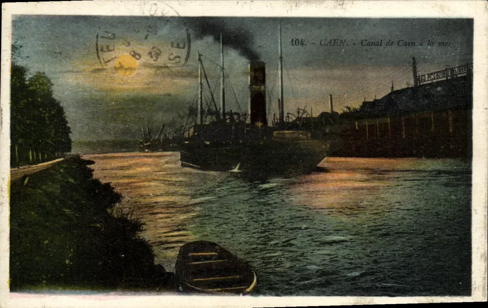 CAEN — Canale di Caen verso il mare — G. Arnoud, editore - Recto