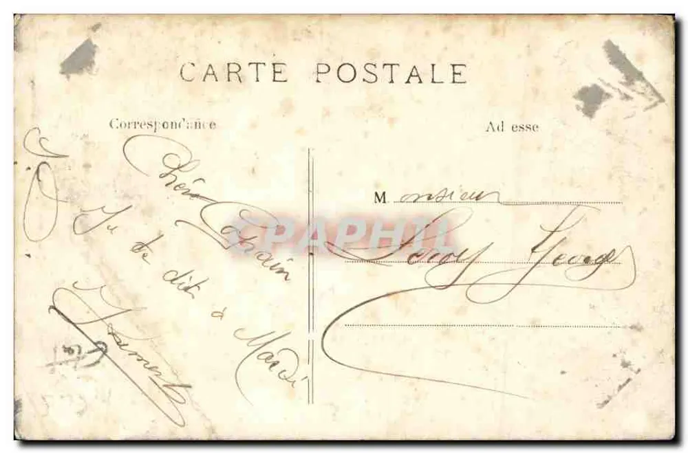 CAEN — St-Jean Straße in der Nähe der Engannerie Straße — mit Holzhäuschen (15. Jahrhundert) — Verleger L. T. Paris-Aloujou, Nr. 255 - Rückseite