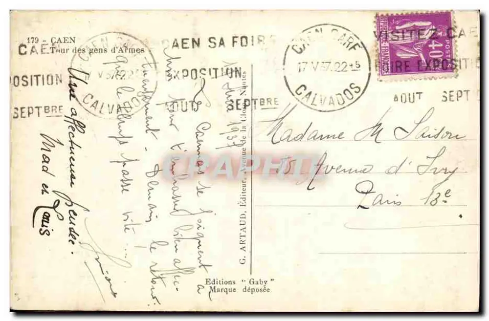 Torre dos Homens de Armas — Caen — Éditions Gaby - Verso