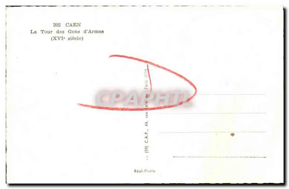 Caen — A Torre dos Homens de Armas (século XVI) — Real-Photo - Verso