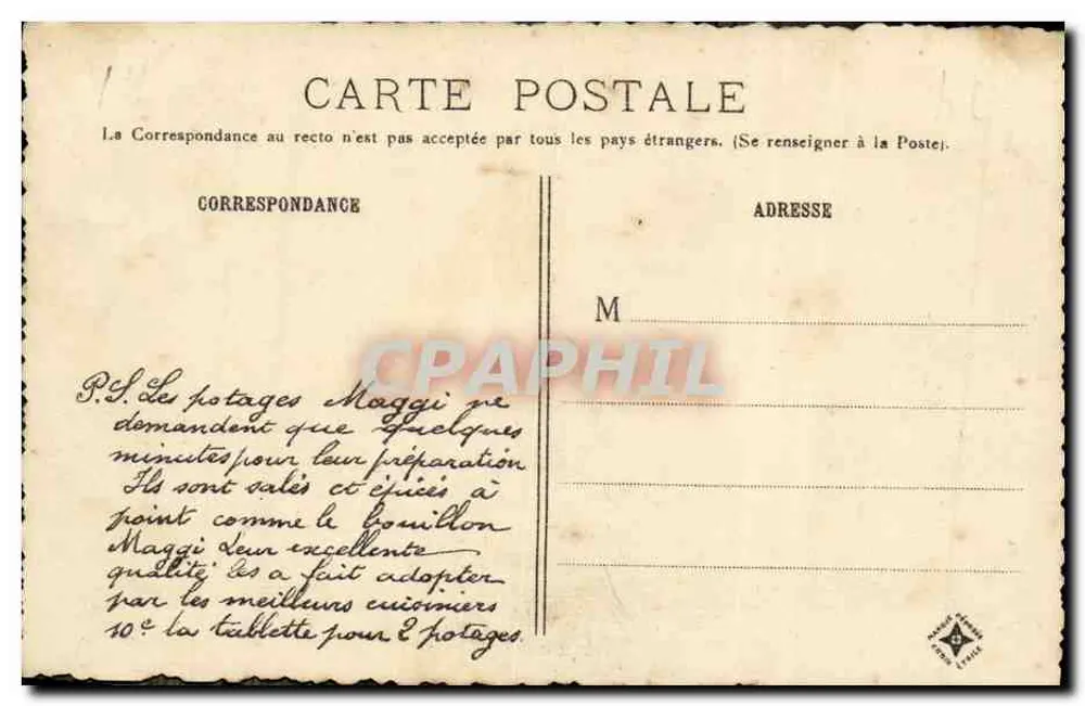 Wachturm in Caen — Calvados — Verlag Léon Marotte, Paris, Nr. 62, Sammlung Maggi - Rückseite