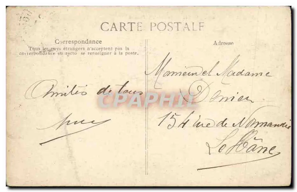 Caen — Palais de la Faculté — éditeur LA NORMANDIE, n° 901 - Verso