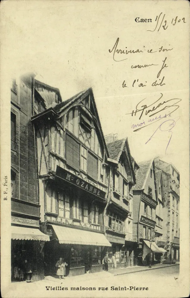 Alte Häuser in der Straße Saint-Pierre — Caen — B.E., Paris - Vorderseite