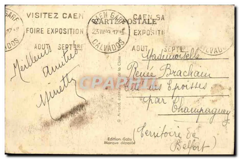 Caen (Calvados) — Vue générale — Édition Gaby, n° 281 - Verso