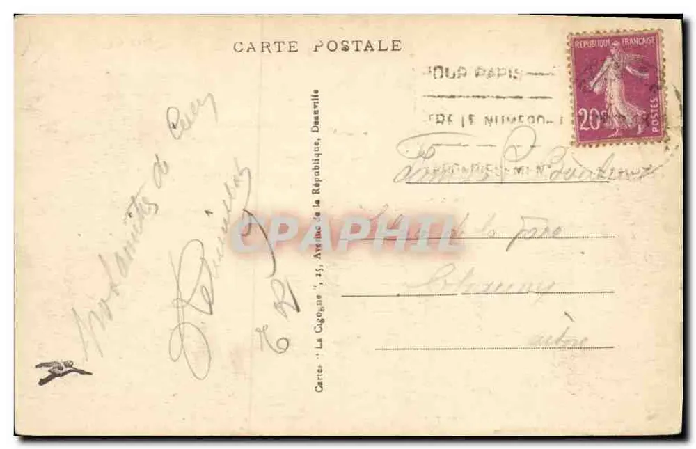 Caen — Panoramische Ansicht auf N.-D. des Gloriettes und St-Étienne — Druckerei der Republik, n° 112 - Rückseite