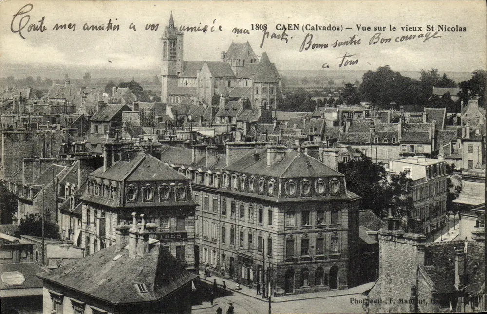 CAEN (Calvados) — Vista do antigo St Nicolas — Fotogén. F. Maillaut, Caen - Frente