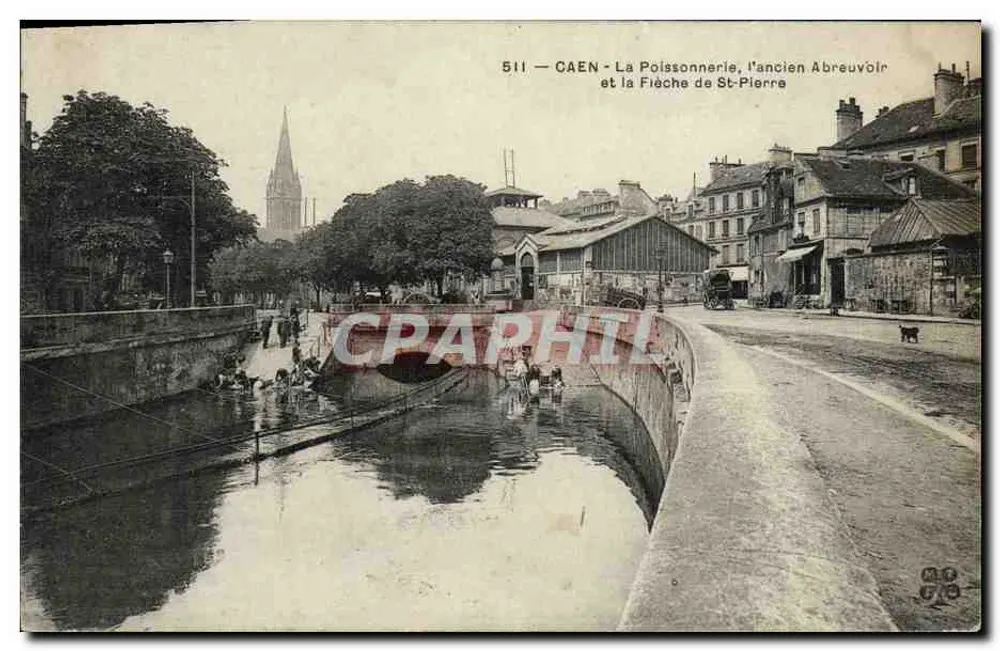 Caen — Die Fischerei, das alte Brunnenhaus und die Flèche von St-Pierre — Verlag: C. L. P. (gedruckt auf der Karte) - Vorderseite