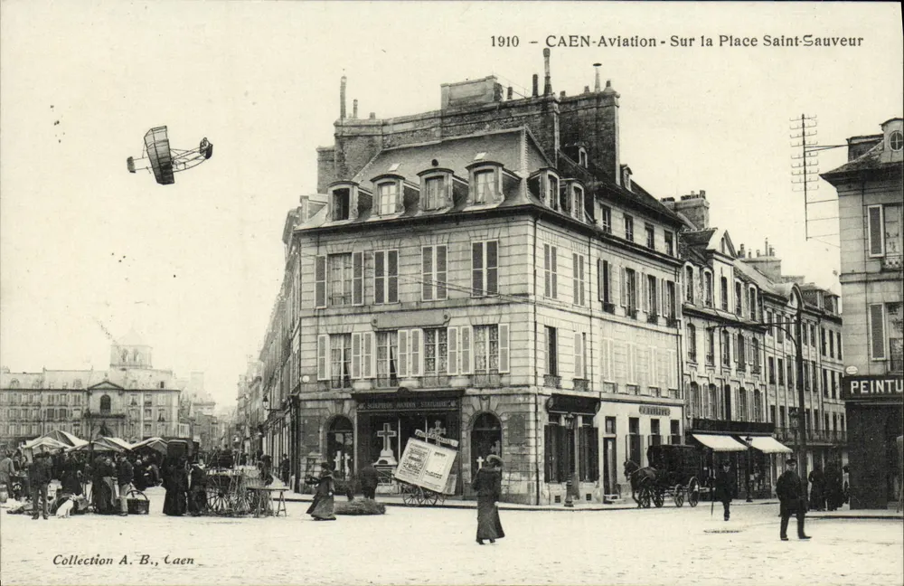 CAEN-Aviation - Auf der Place Saint-Sauveur — 1910 — Sammlung A. B., Caen - Vorderseite