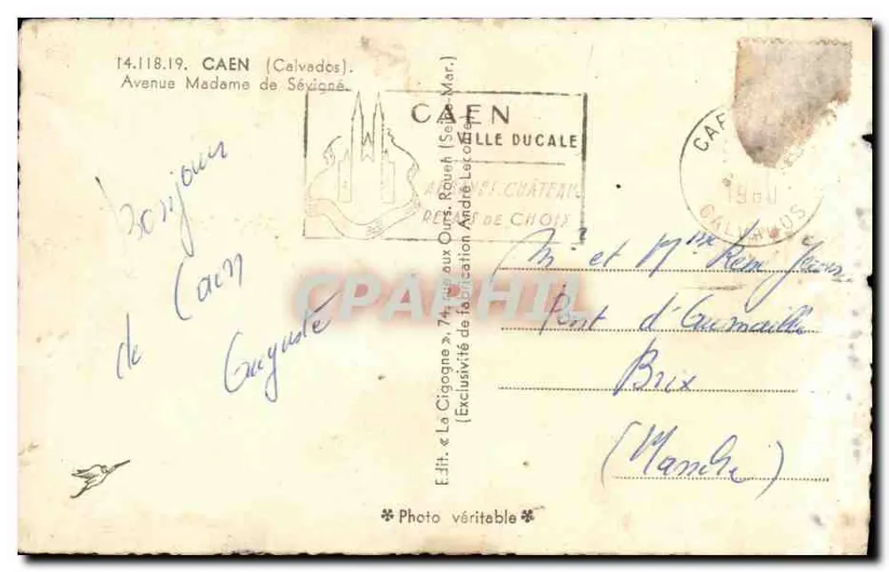 Rue de la Cigogne — prédio Art déco em Caen — edit. La Cigogne - Verso