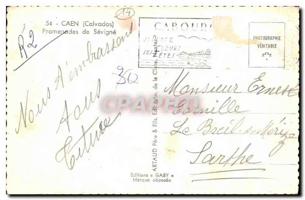 Promenades de Sévigné — Caen (Calvados) — Éditions Gaby - Verso