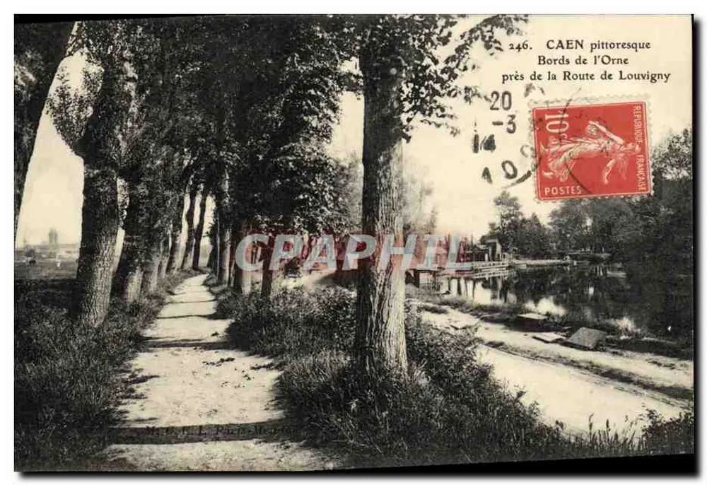 CAEN pittoresk — Ufer der Orne nahe der Route de Louvigny — Verleger: M. B. L. Pichon, Nr. 246 - Vorderseite