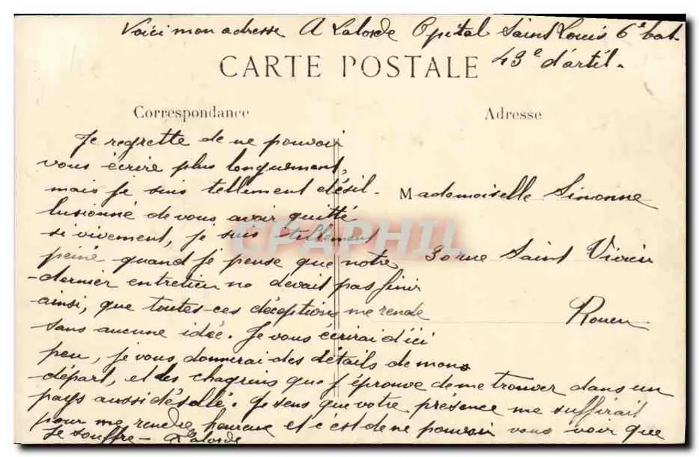 CAEN pittoresk — Ufer der Orne nahe der Route de Louvigny — Verleger: M. B. L. Pichon, Nr. 246 - Rückseite
