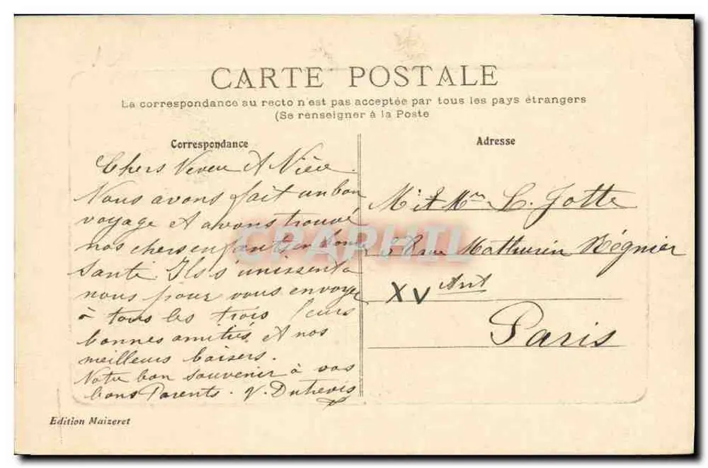Caen - L'Orne e o grande Cours — Edição Maizeret - Verso