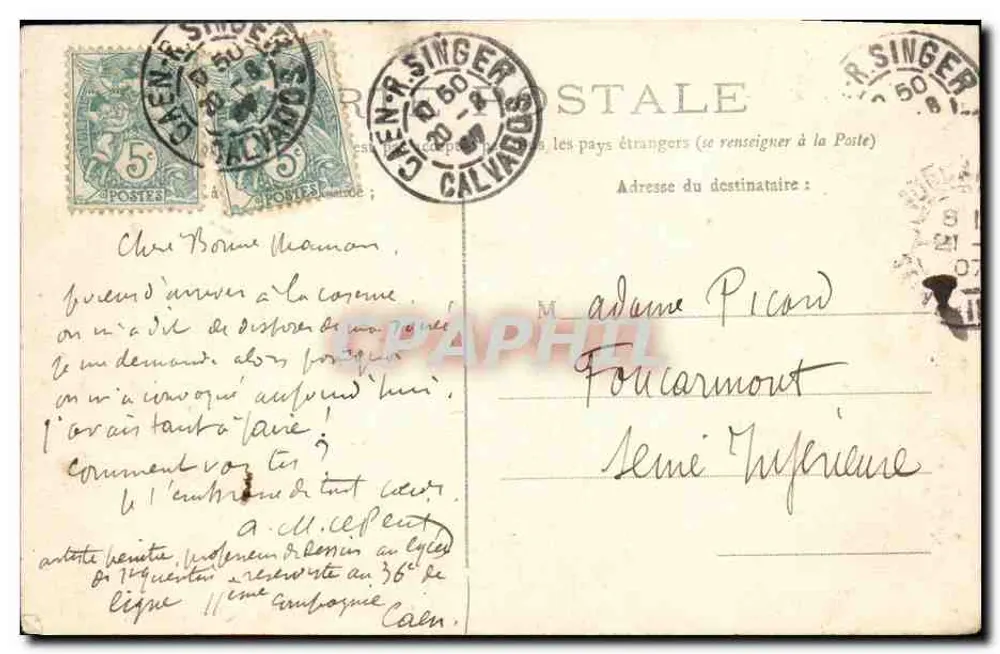 CAEN — A Orne antes do dique — E. Huet - Verso