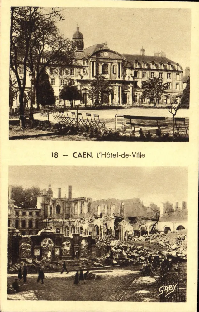 Caen. Das Rathaus — vor und nach dem Krieg — Gaby, n°18 - Vorderseite