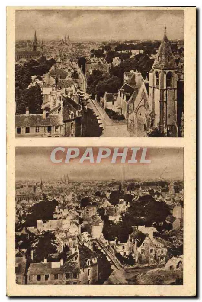 Caen (Calvados) — Allgemeiner Blick vor und nach dem Gefecht — M. Lecoq - Ausgabe - Vorderseite