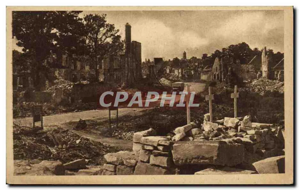 Ruinen von Caen — Ansicht der Straße nach den Kämpfen — Photo-Édition M. Leco - Vorderseite