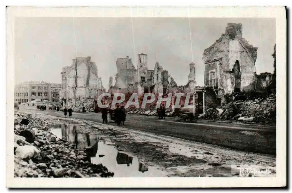 Straße von Vaucelles in Caen — Juni-Juli 1944 — Photo Delassalle, Caen - Vorderseite