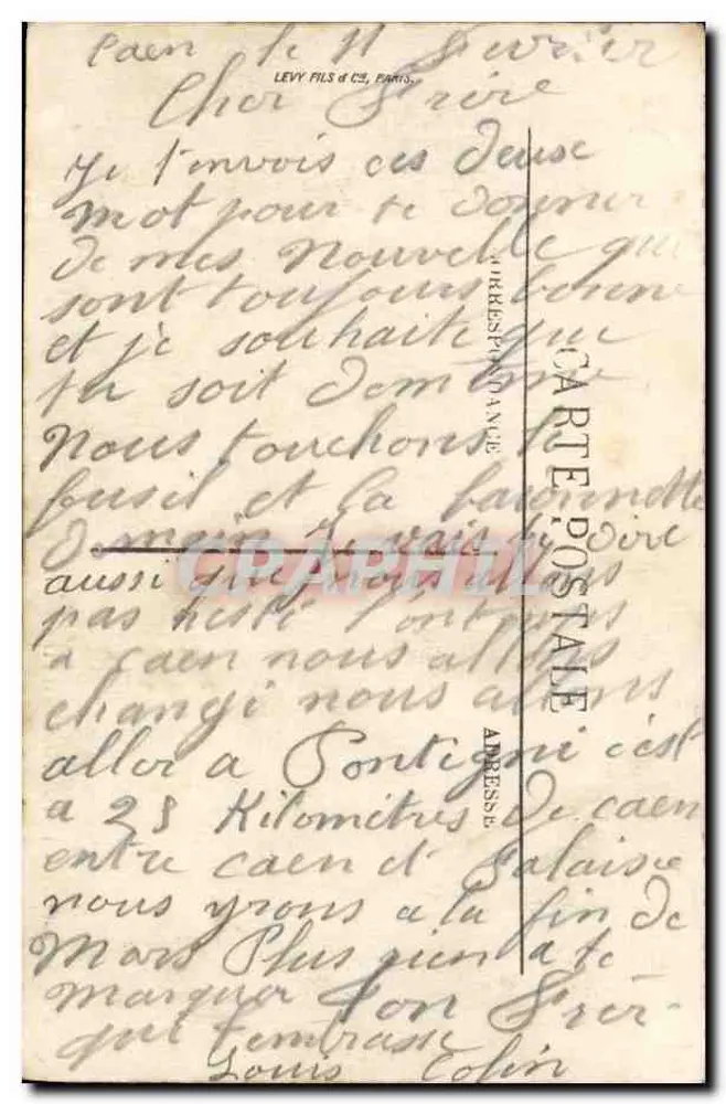 Caen — Caserne Hamelin et l'Orne — LL. Éditeur LL. N° 15 - Verso