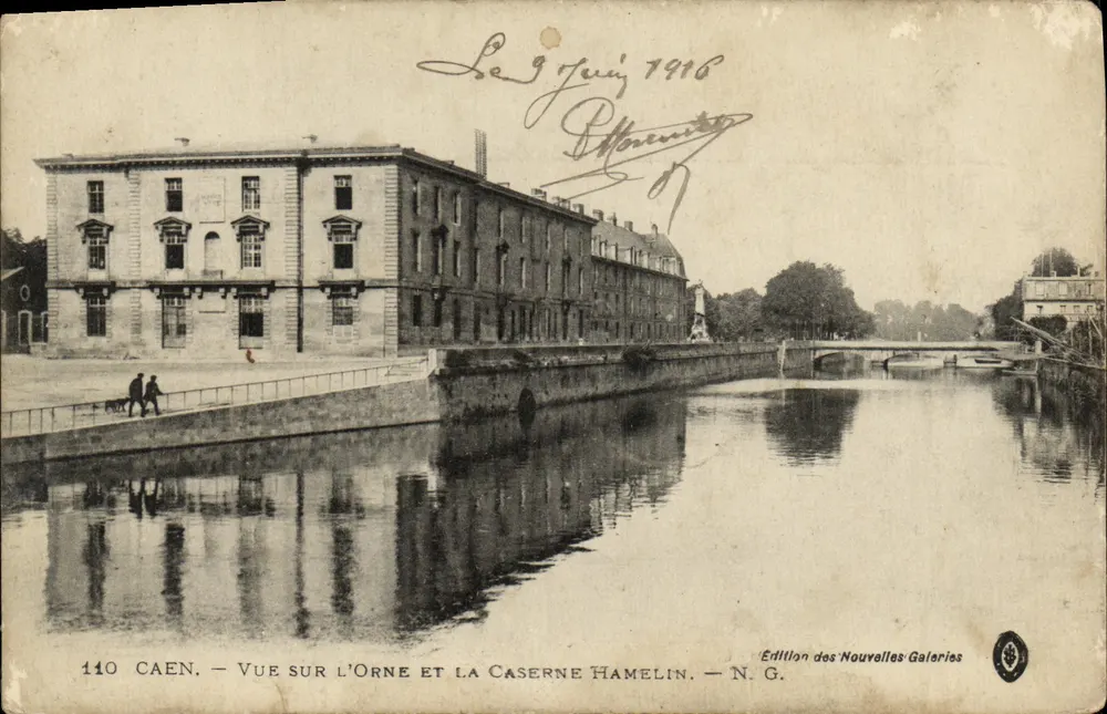 Caen — Ansicht der Orne und der Kasernen Hamelin — Edition des Nouvelles Galeries — N. G. — Nr. 110 - Vorderseite