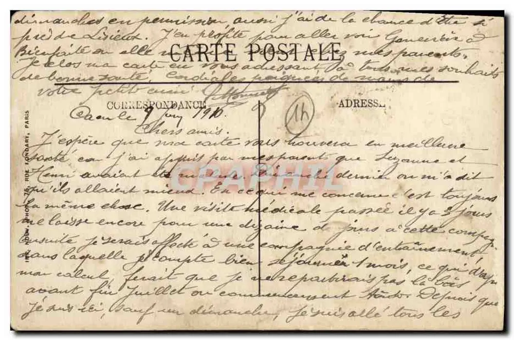 Caen — Ansicht der Orne und der Kasernen Hamelin — Edition des Nouvelles Galeries — N. G. — Nr. 110 - Rückseite