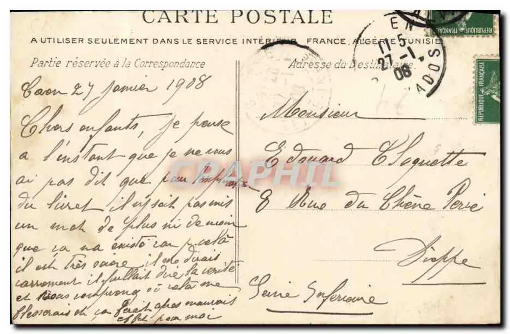 CAEN — Die Prairie — Ansicht des Kreiswegs — J. Bnâcher, Nr. 455 - Rückseite