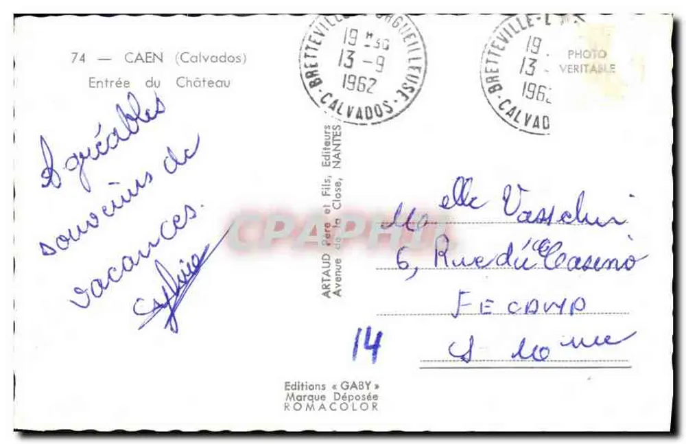 Entrada do Castelo — Bretteville-l'Orgueilleuse — Edições Gaby - Verso