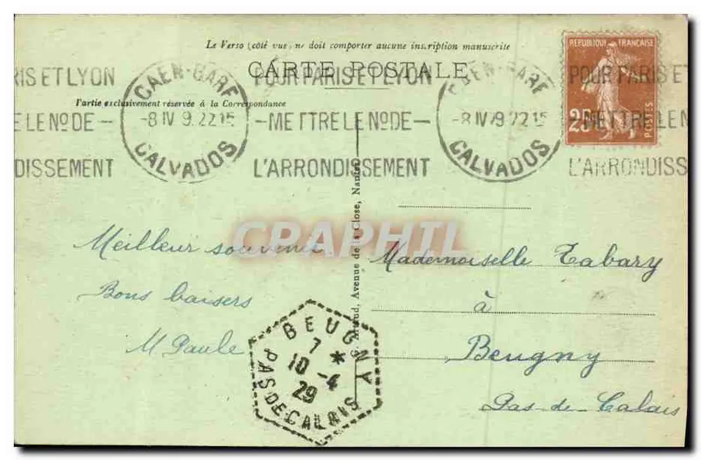 Caen - O Castelo - Os Muros — Bilhete postal antigo n°23, editor não visível - Verso