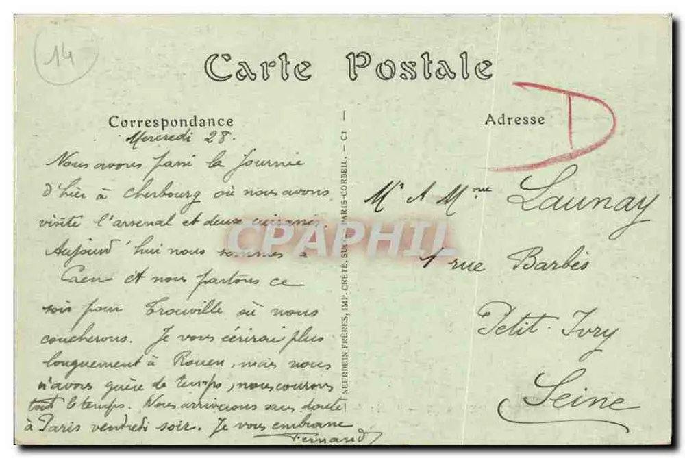 Castelo de Caen — Porta de Secours — JND Hot. n°44 - Verso