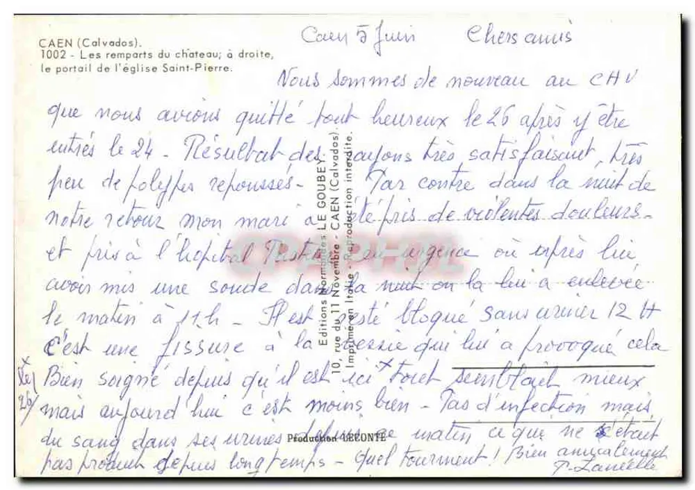 I bastioni del castello a Caen — a destra, il portale della chiesa di San Pietro — Editore Emy - Verso