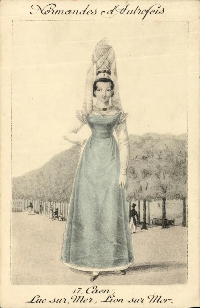 Normandes d'Aulrefois — Traditionelles Kleid aus Caen — Unbekannter Verlag, Seriennummer 17 - Vorderseite